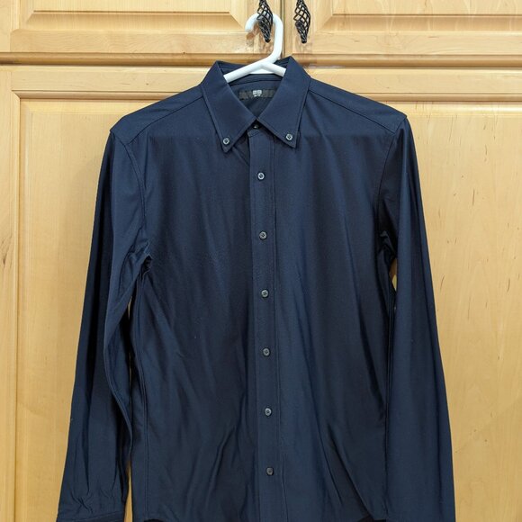 Uniqlo Oxford Slim Fit Shirt Mens Navy XS - Picture 1 of 3